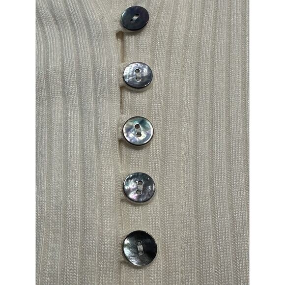 Reformation Jeans White Ribbed Ryder Button Front Mother Of Pearl Shirt Dress S - Picture 6 of 13